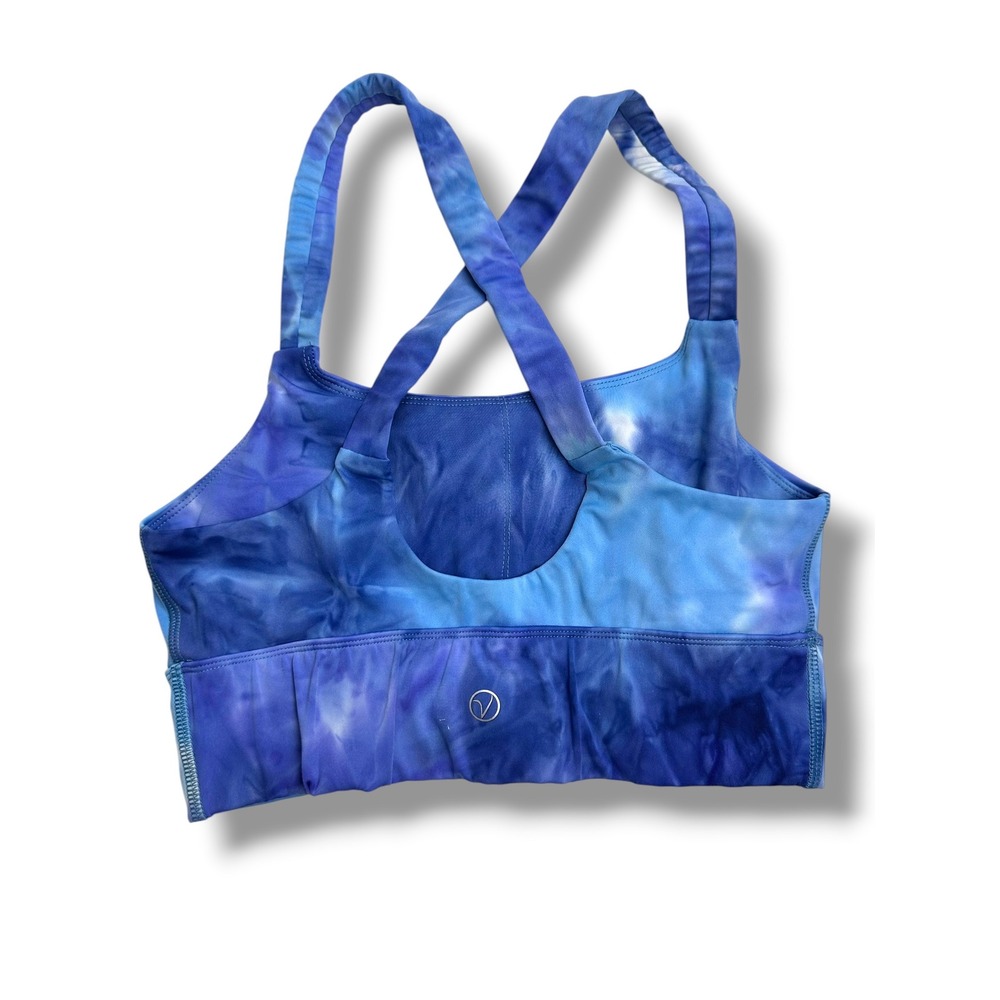 Vogo Athletica Sports Bra Women Small Blue Tie Dye Excellent Cross Back Yoga - Picture 2 of 5